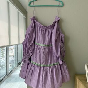 Purple Off-Shoulder Dress with Green Accents NWT!